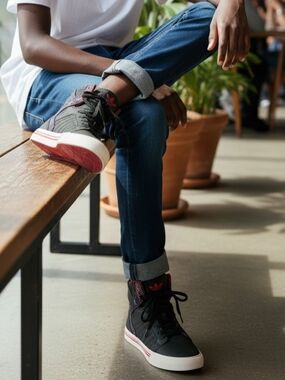 Youth Supra High Top Sneakers Black Red